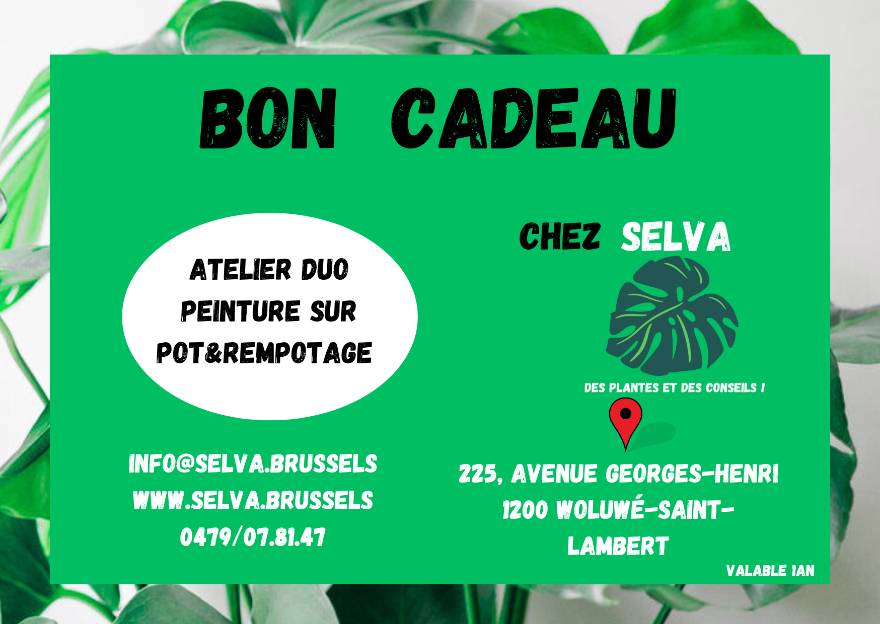 Bon cadeau peinture sur pot&rempotage duo